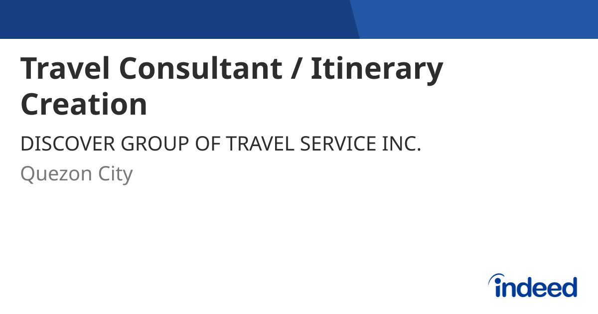 travel-consultant-itinerary-creation-quezon-city-indeed