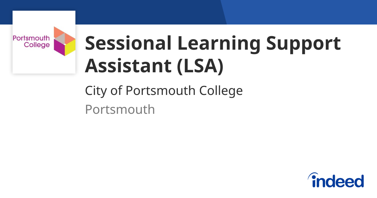 Sessional Learning Support Assistant (LSA) - Portsmouth PO6 2SA ...