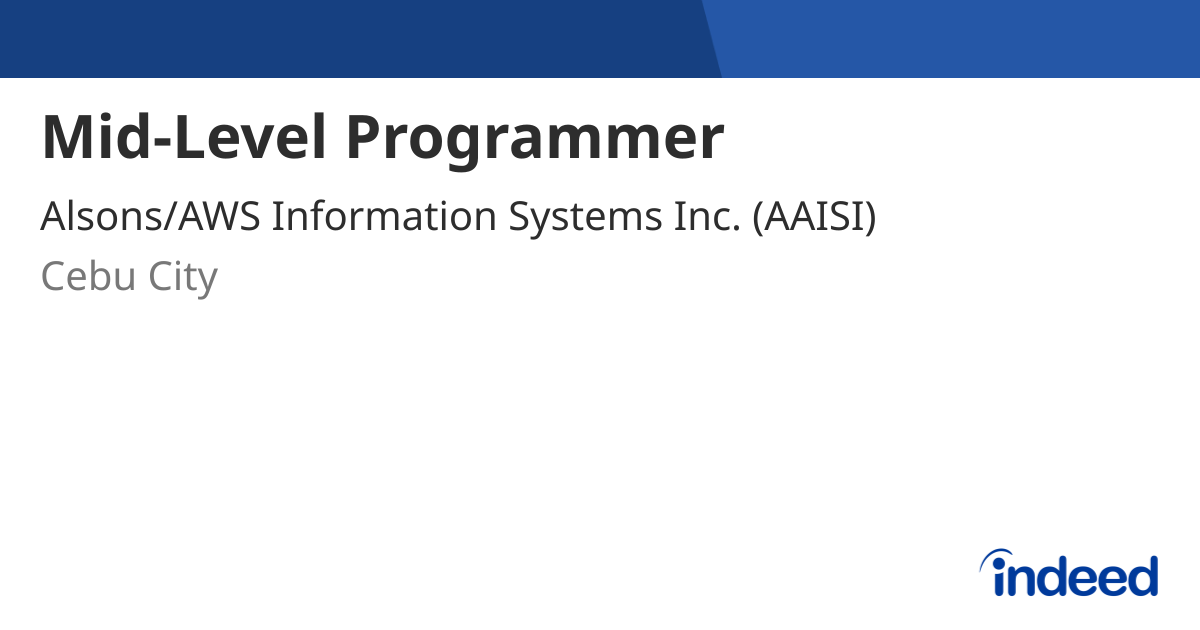 Mid-Level Programmer - Cebu City - Indeed.com