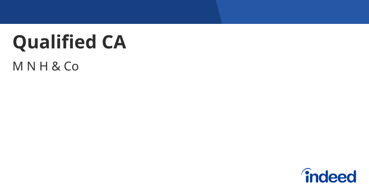 Ca Indeed.com Semi Qualified CA - Hyderabad, Telangana - Indeed.com