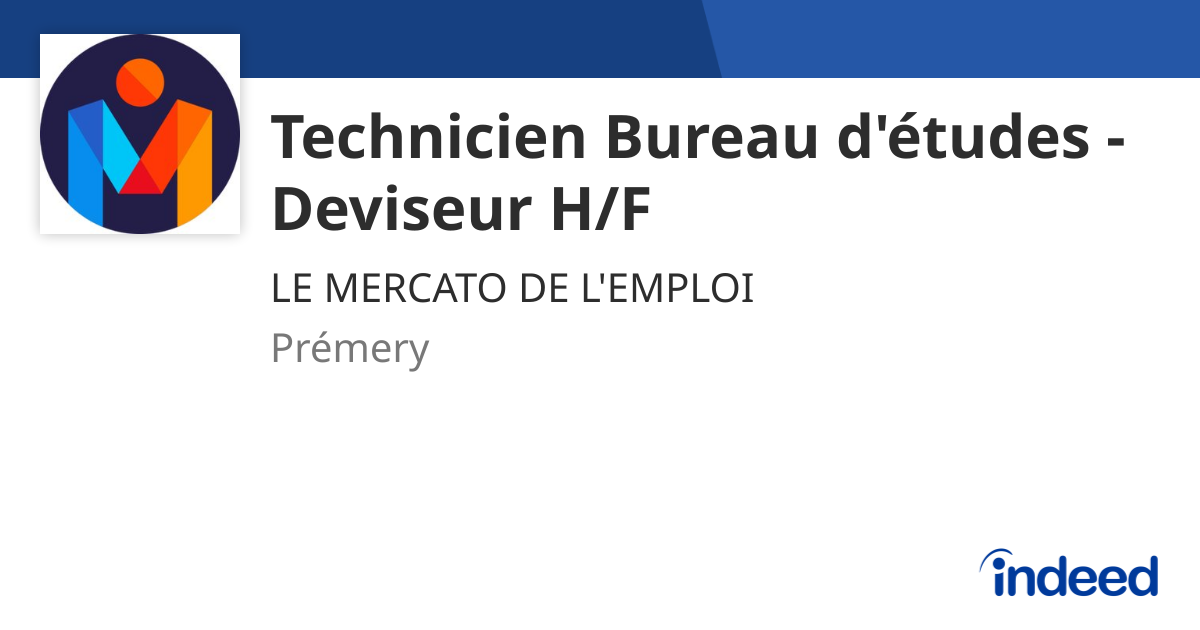 Technicien bureau d'études - deviseur H/F - 58700 Prémery - Indeed.com
