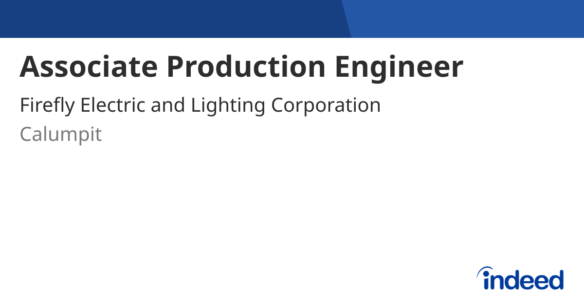 Associate Production Engineer - Calumpit - Indeed.com