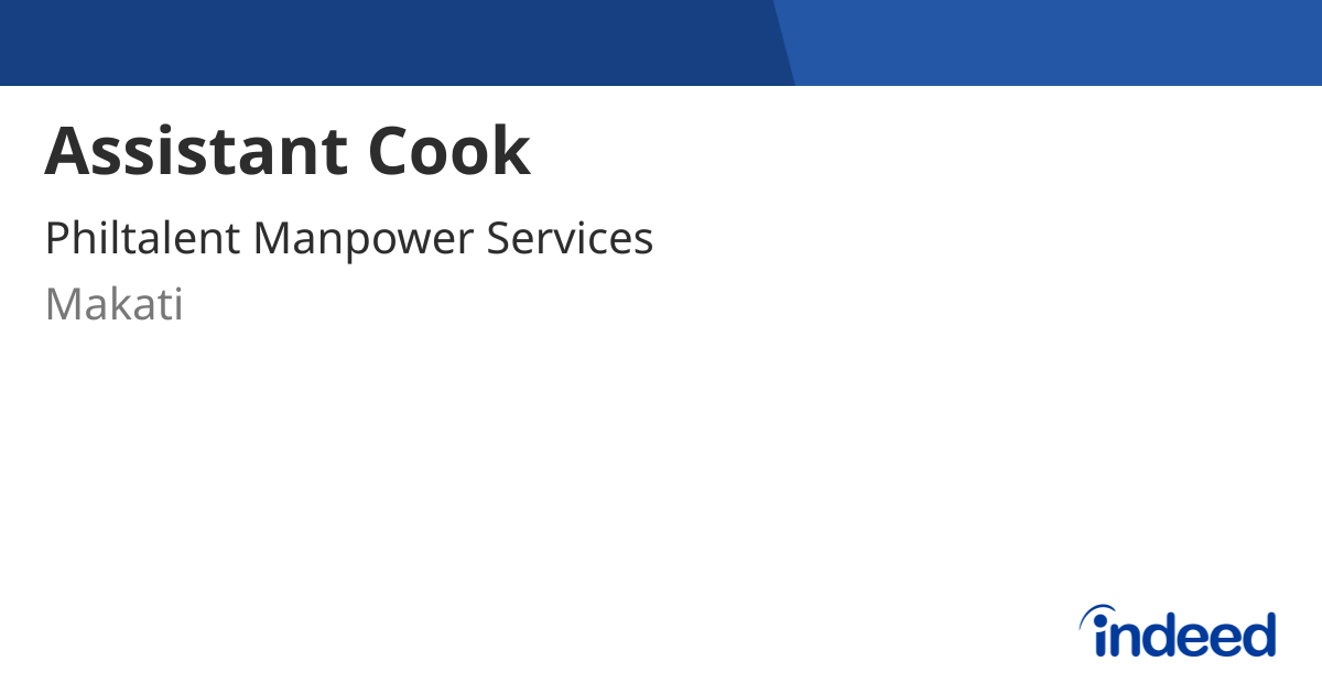 Assistant Cook - Makati - Indeed.com