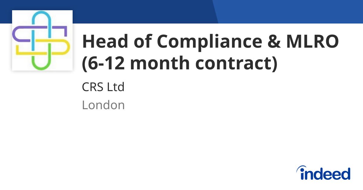 Mlro Insurance Head of Compliance & MLRO (6-12 month contract) - London - Indeed.com