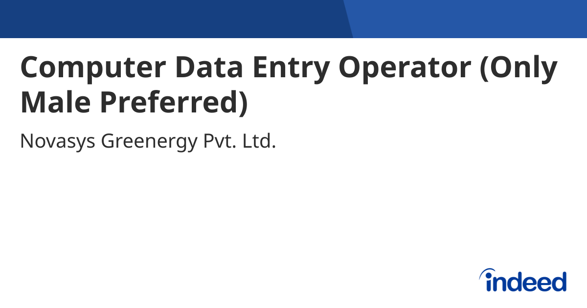 Computer Data Entry Operator (Only Male Preferred) - Kapsi BK, Nagpur ...