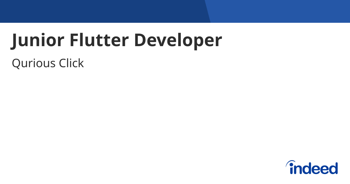 Junior Flutter Developer - Vastrapur, Ahmedabad, Gujarat - Indeed.com