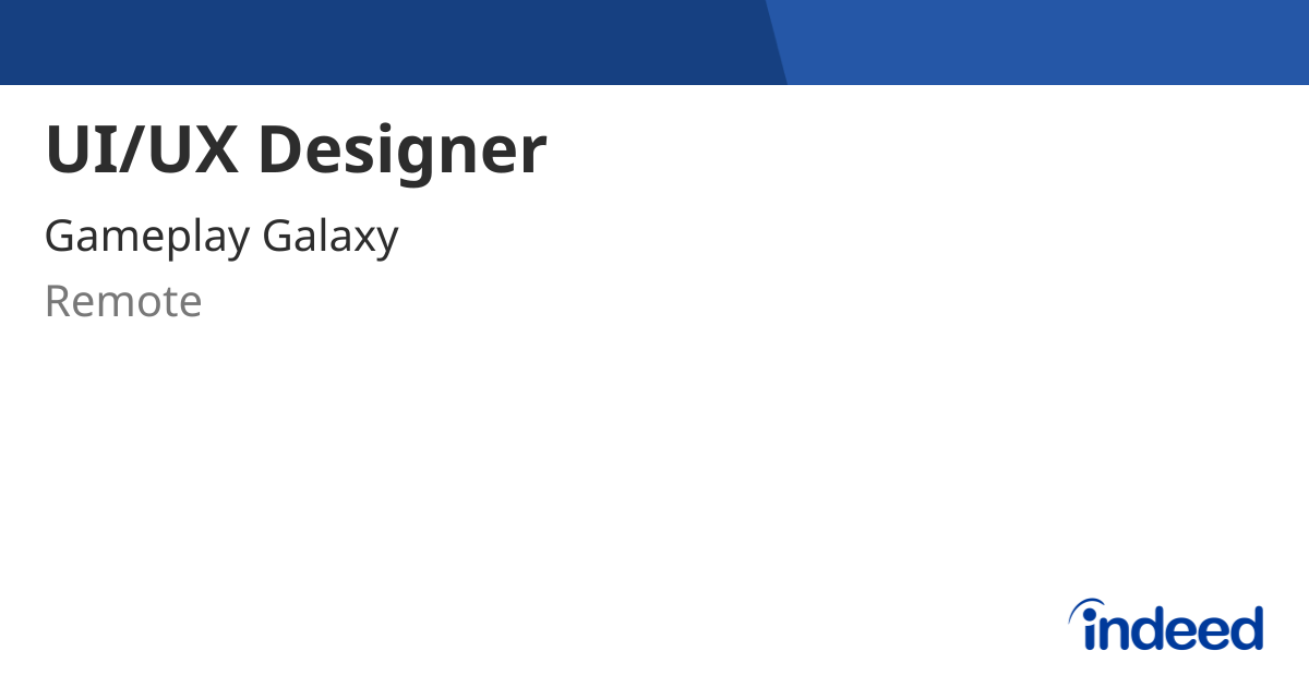 UI/UX Designer - Remote - Indeed.com