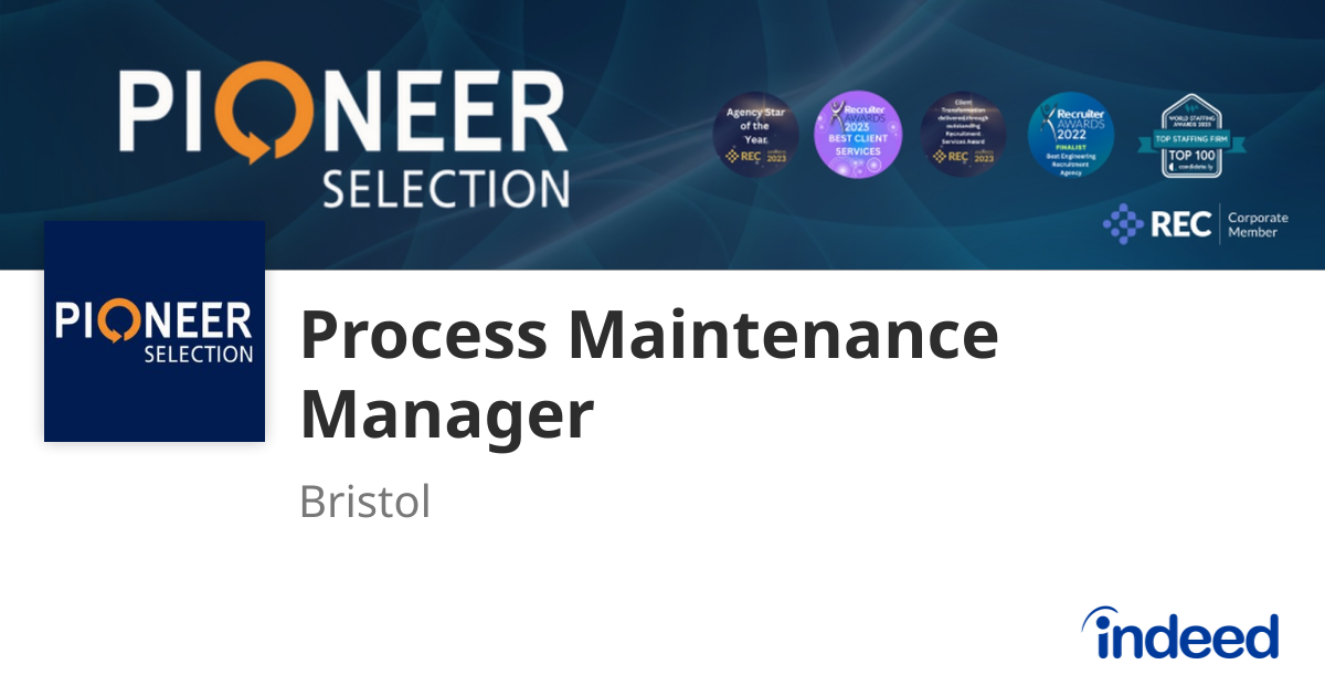 Process Maintenance Manager - Bristol BS8 4HG - Indeed.com