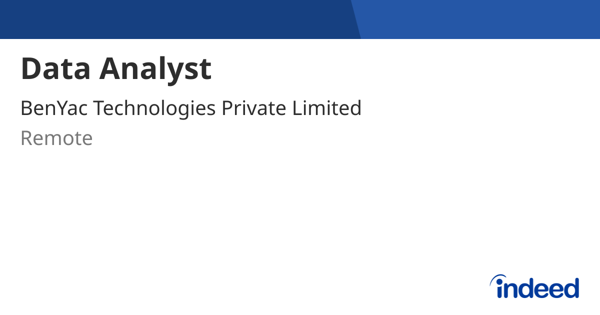 Data Analyst - Remote - Indeed.com