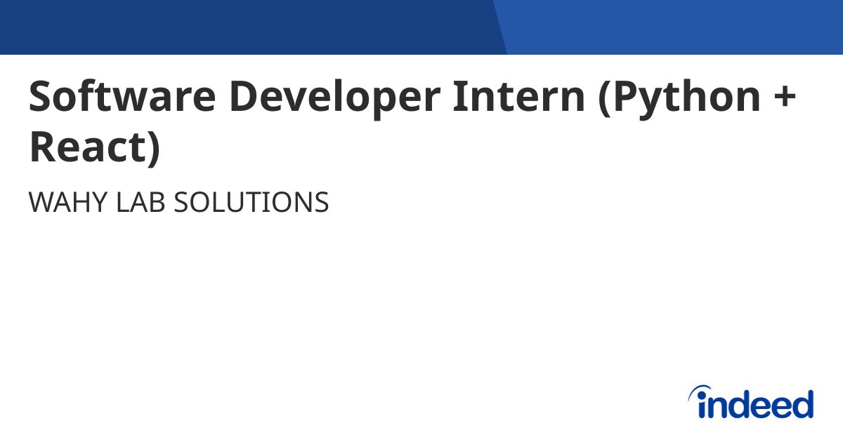 Software Developer Intern (Python + React) - Kochi, Kerala - Indeed.com