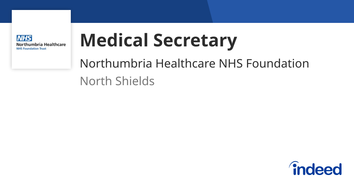 Medical Secretary - North Shields NE29 8NH - Indeed.com