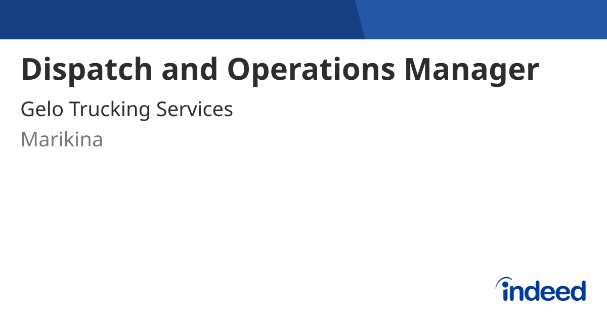 Dispatch And Operations Manager Marikina Indeed dispatch-and-operations-manager-marikina-indeed