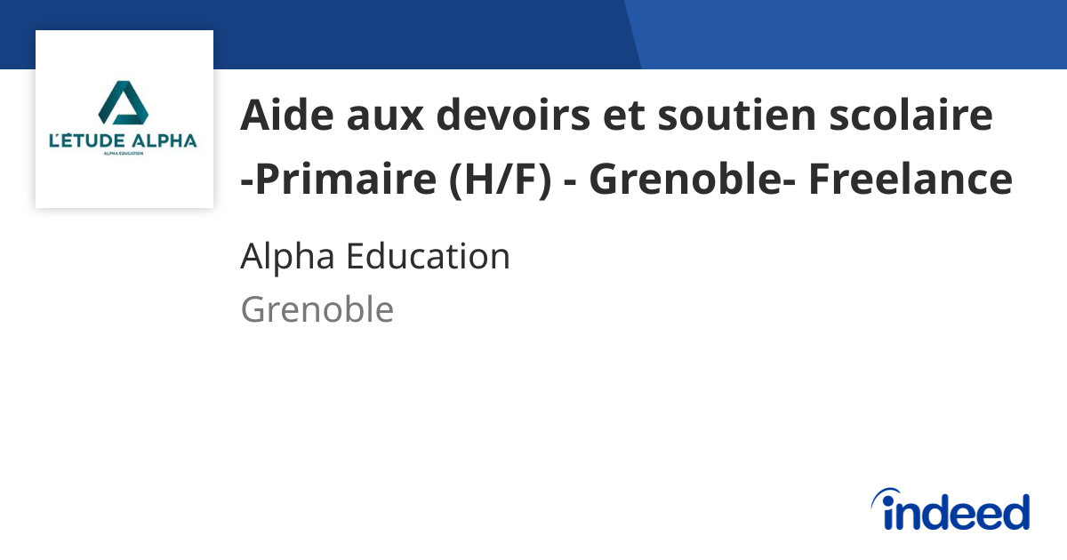 Aide aux devoirs et soutien scolaire Primaire (H/F) Grenoble — free download