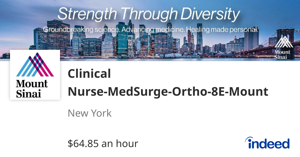 Clinical Nurse-MedSurge-Ortho-8E-Mount Sinai Hospital-PT/Nights